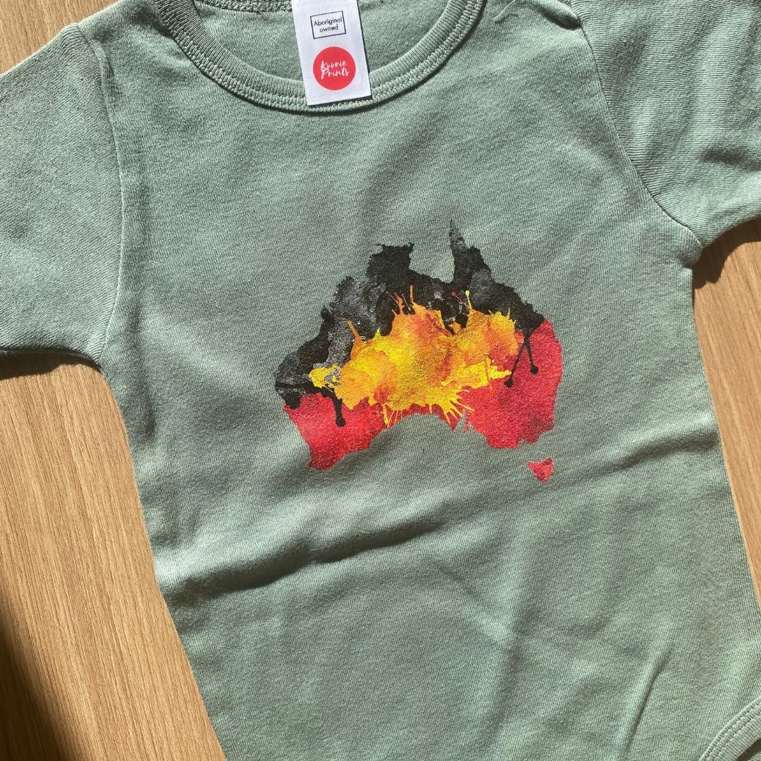 Aboriginal Australia Baby Onesie Sage